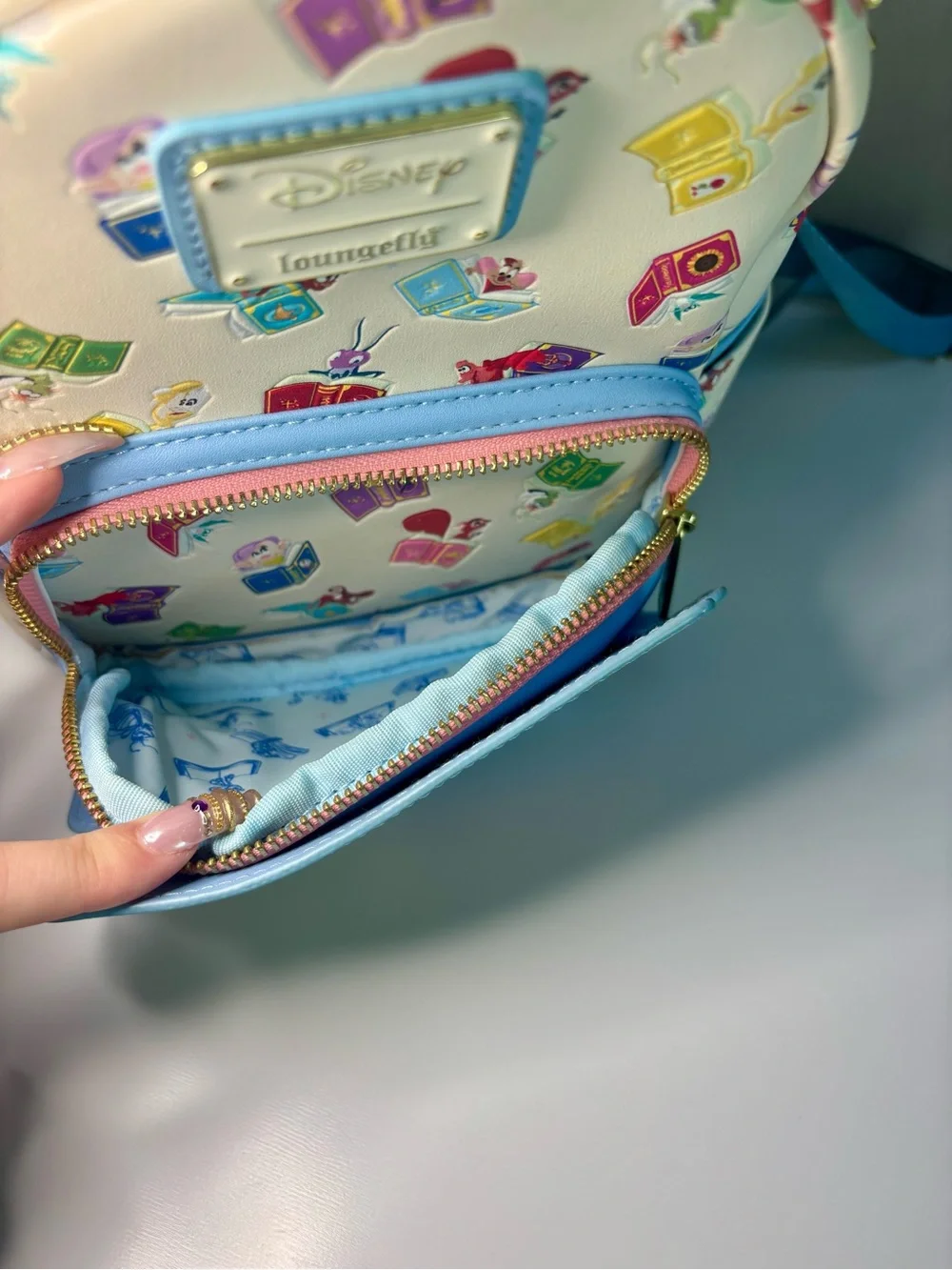 Disney x Loungefly Stacked Princess Books Mini Backpack - Cream & Pastel